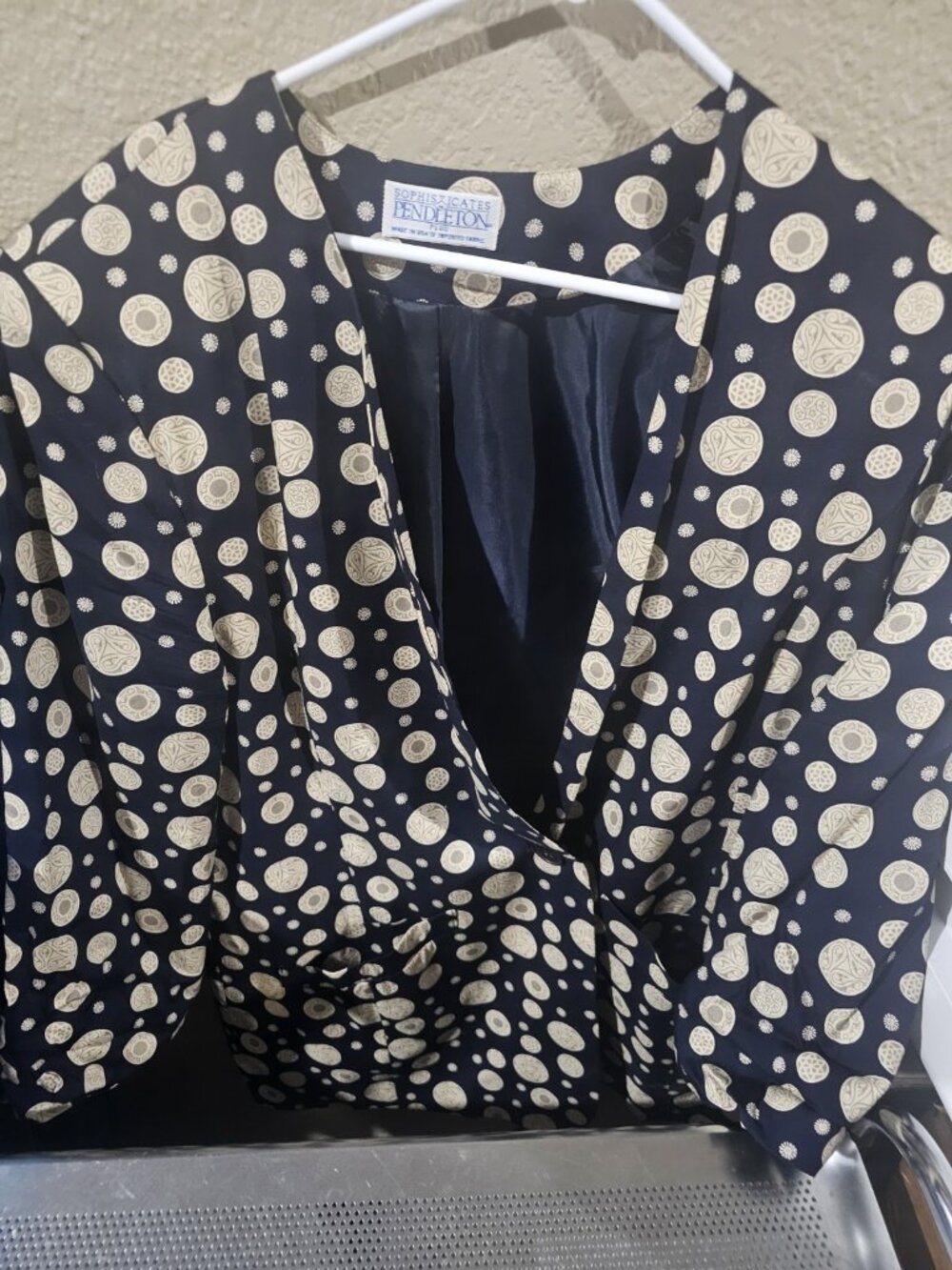 Pendleton Sophisticates Black Tan Pattern Blazer Vintage Women's Size 18